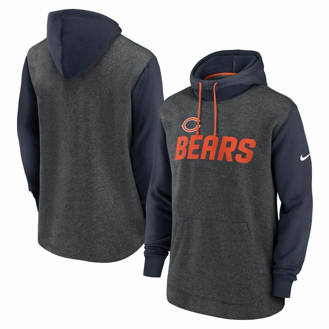 Nike Men's Heathered Charcoal/Navy Chicago Bears Surrey Legacy Pullover Hoodie 3 Nike Men's Heathered Charcoal/Navy Chicago Bears Surrey Legacy Pullover Hoodie