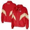WEAR By Erin Andrews Women's Scarlet San Francisco 49ers Plus Size Yarn Dye Stripe Full-Zip Jacket 1 WEAR By Erin Andrews Women's Scarlet San Francisco 49ers Plus Size Yarn Dye Stripe Full-Zip Jacket -Fanatics DSCO1153027721 2946