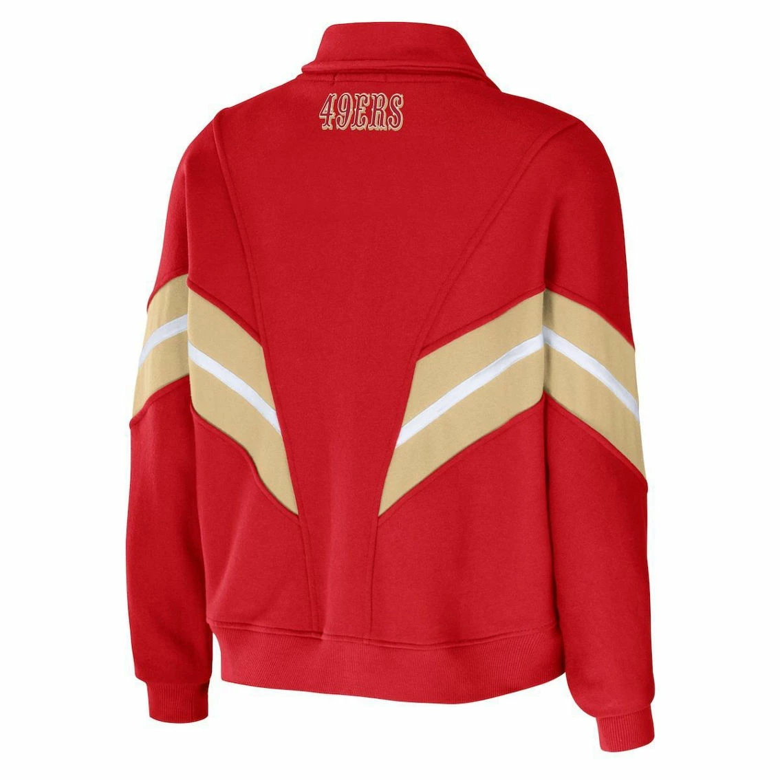 WEAR By Erin Andrews Women's Scarlet San Francisco 49ers Plus Size Yarn Dye Stripe Full-Zip Jacket 6 WEAR By Erin Andrews Women's Scarlet San Francisco 49ers Plus Size Yarn Dye Stripe Full-Zip Jacket - Image 4
