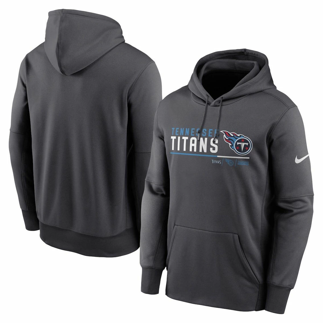 Nike Men's Anthracite Tennessee Titans Prime Logo Name Split Pullover Hoodie 3 Nike Men's Anthracite Tennessee Titans Prime Logo Name Split Pullover Hoodie