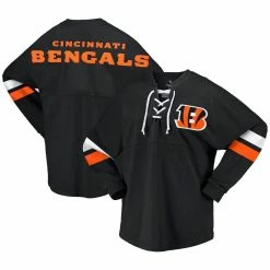 Fanatics Branded Women's Black Cincinnati Bengals Lace-Up V-Neck Long Sleeve T-Shirt