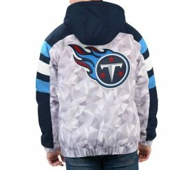 Starter Men's White/Navy Tennessee Titans Thursday Night Gridiron Raglan Half-Zip Hooded Jacket 8 Starter Men's White/Navy Tennessee Titans Thursday Night Gridiron Raglan Half-Zip Hooded Jacket -Fanatics DSCO1153146223 3550 ALT2