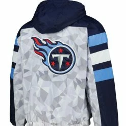 Starter Men's White/Navy Tennessee Titans Thursday Night Gridiron Raglan Half-Zip Hooded Jacket 9 Starter Men's White/Navy Tennessee Titans Thursday Night Gridiron Raglan Half-Zip Hooded Jacket -Fanatics DSCO1153146223 3550 ALT3
