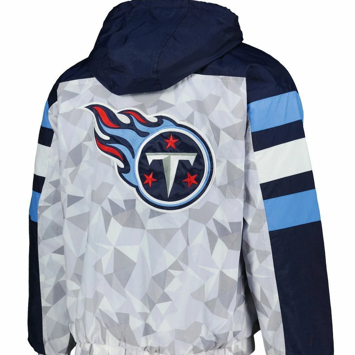 Starter Men's White/Navy Tennessee Titans Thursday Night Gridiron Raglan Half-Zip Hooded Jacket 6 Starter Men's White/Navy Tennessee Titans Thursday Night Gridiron Raglan Half-Zip Hooded Jacket - Image 4