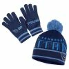 WEAR By Erin Andrews Women's Navy Tennessee Titans Double Jacquard Cuffed Knit Hat With Pom And Gloves Set -Fanatics DSCO1153146530 1320
