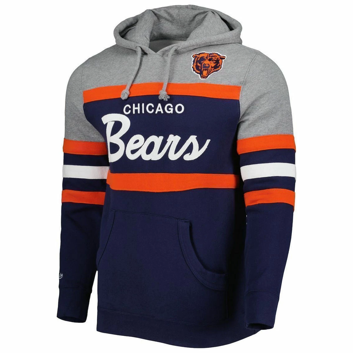 Men's Mitchell & Ness Navy/Heathered Gray Chicago Bears Head Coach Pullover Hoodie 5 Men's Mitchell & Ness Navy/Heathered Gray Chicago Bears Head Coach Pullover Hoodie - Image 3