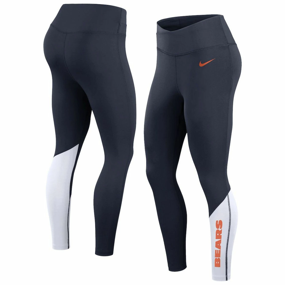 Women's Nike Navy/White Chicago Bears 7/8 Performance Leggings 4 Women's Nike Navy/White Chicago Bears 7/8 Performance Leggings - Image 2