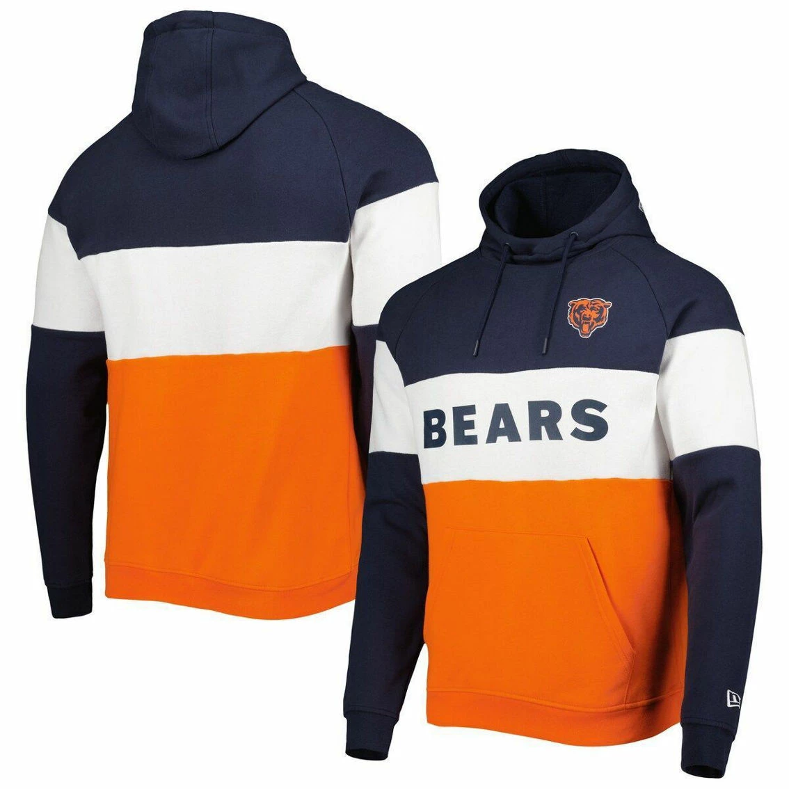 Men's New Era Orange Chicago Bears Colorblock Current Pullover Hoodie 4 Men's New Era Orange Chicago Bears Colorblock Current Pullover Hoodie - Image 2