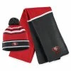 WEAR By Erin Andrews Women's Scarlet/Black San Francisco 49ers Colorblock Cuffed Knit Hat With Pom And Scarf Set