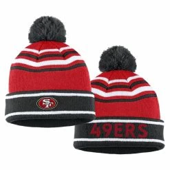 WEAR By Erin Andrews Women's Scarlet/Black San Francisco 49ers Colorblock Cuffed Knit Hat With Pom And Scarf Set -Fanatics DSCO1153402996 EH7S ALT2