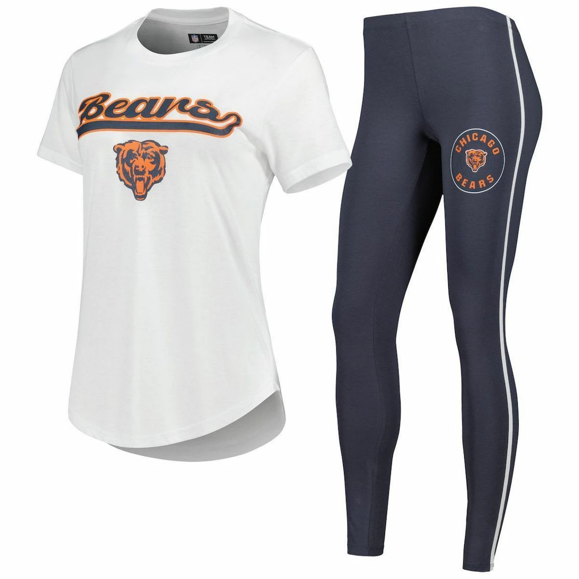Concepts Sport Women's White/Charcoal Chicago Bears Sonata T-Shirt & Leggings Sleep Set 3 Concepts Sport Women's White/Charcoal Chicago Bears Sonata T-Shirt & Leggings Sleep Set