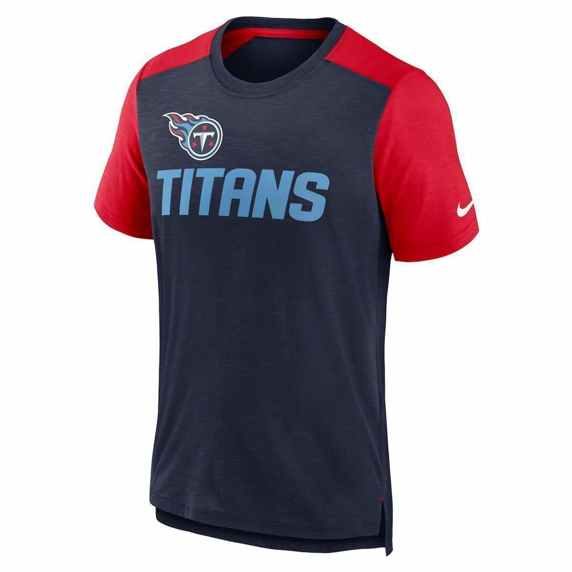 Nike Men's Heathered Navy/Heathered Red Tennessee Titans Color Block Team Name T-Shirt 5 Nike Men's Heathered Navy/Heathered Red Tennessee Titans Color Block Team Name T-Shirt - Image 3