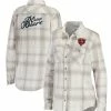 WEAR By Erin Andrews Women's Cream/Gray Chicago Bears Plaid Flannel Tri-Blend Long Sleeve Button-Up Shirt