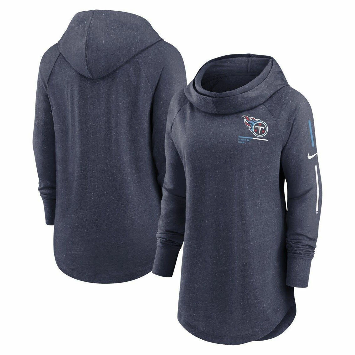 Nike Women's Navy Tennessee Titans Minimal Statement Raglan Funnel Neck Pullover Hoodie 4 Nike Women's Navy Tennessee Titans Minimal Statement Raglan Funnel Neck Pullover Hoodie - Image 2
