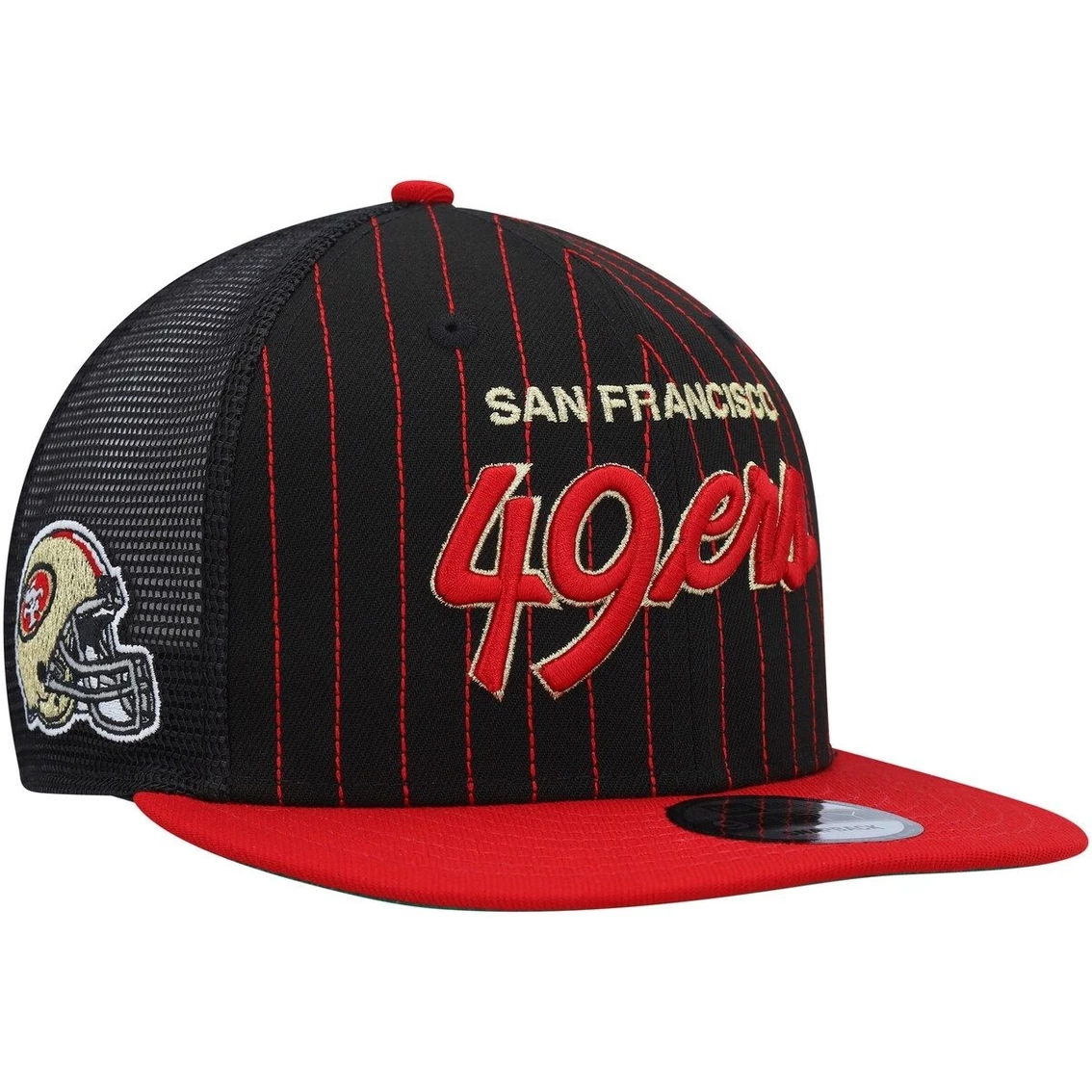 New Era Men's Black/Scarlet San Francisco 49ers Pinstripe 9FIFTY Snapback Hat 4 New Era Men's Black/Scarlet San Francisco 49ers Pinstripe 9FIFTY Snapback Hat - Image 2