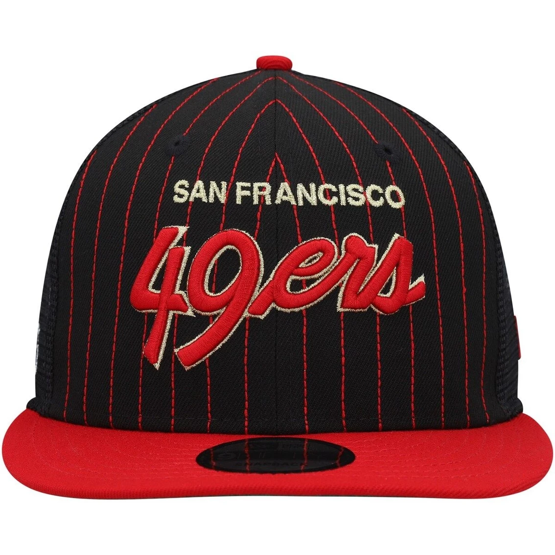 New Era Men's Black/Scarlet San Francisco 49ers Pinstripe 9FIFTY Snapback Hat 5 New Era Men's Black/Scarlet San Francisco 49ers Pinstripe 9FIFTY Snapback Hat - Image 3