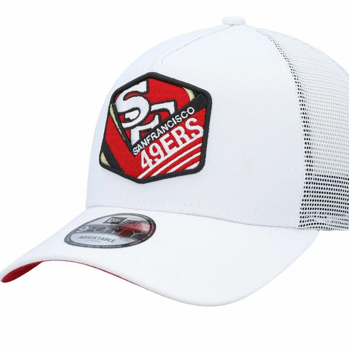 New Era Men's White San Francisco 49ers Patch 9FORTY Trucker Snapback Hat 4 New Era Men's White San Francisco 49ers Patch 9FORTY Trucker Snapback Hat - Image 2