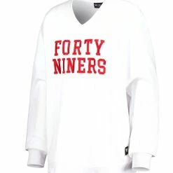 The Wild Collective Women's White San Francisco 49ers Cheer V-Neck Fleece Pullover Sweatshirt 8 The Wild Collective Women's White San Francisco 49ers Cheer V-Neck Fleece Pullover Sweatshirt -Fanatics DSCO1153737477 3550 ALT2