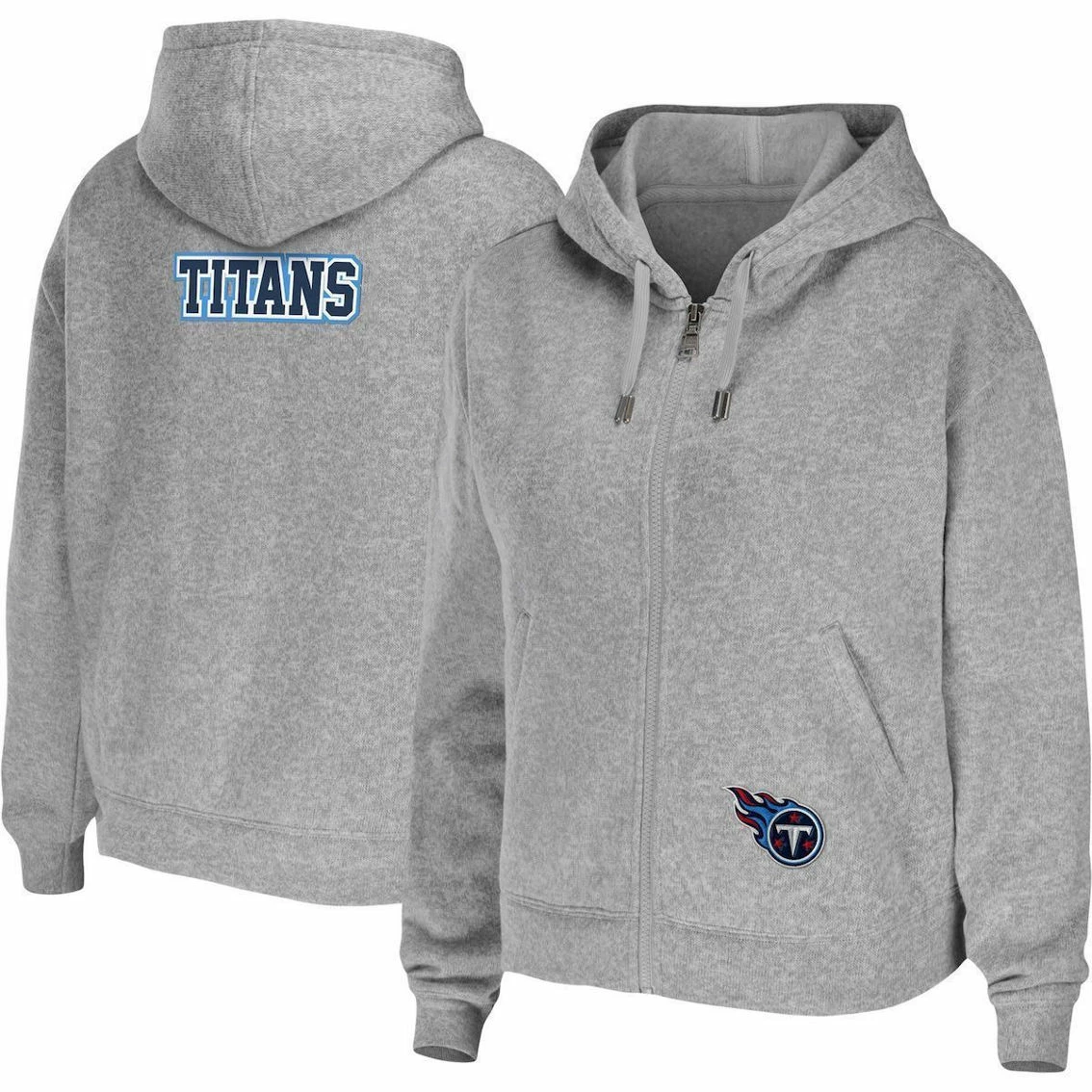 WEAR By Erin Andrews Women's Heathered Gray Tennessee Titans Team Full-Zip Hoodie 4 WEAR By Erin Andrews Women's Heathered Gray Tennessee Titans Team Full-Zip Hoodie - Image 2