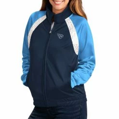 G-III 4Her By Carl Banks Women's Navy/Light Blue Tennessee Titans Confetti Raglan Full-Zip Track Jacket