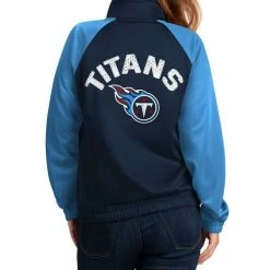 G-III 4Her By Carl Banks Women's Navy/Light Blue Tennessee Titans Confetti Raglan Full-Zip Track Jacket -Fanatics DSCO1154012542 1191 ALT2