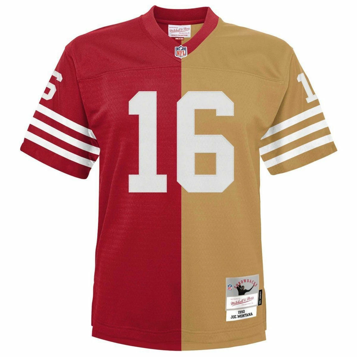 Mitchell & Ness Men's Joe Montana Scarlet/Gold San Francisco 49ers Big & Tall Split Legacy Retired Player Replica Jersey 5 Mitchell & Ness Men's Joe Montana Scarlet/Gold San Francisco 49ers Big & Tall Split Legacy Retired Player Replica Jersey - Image 3