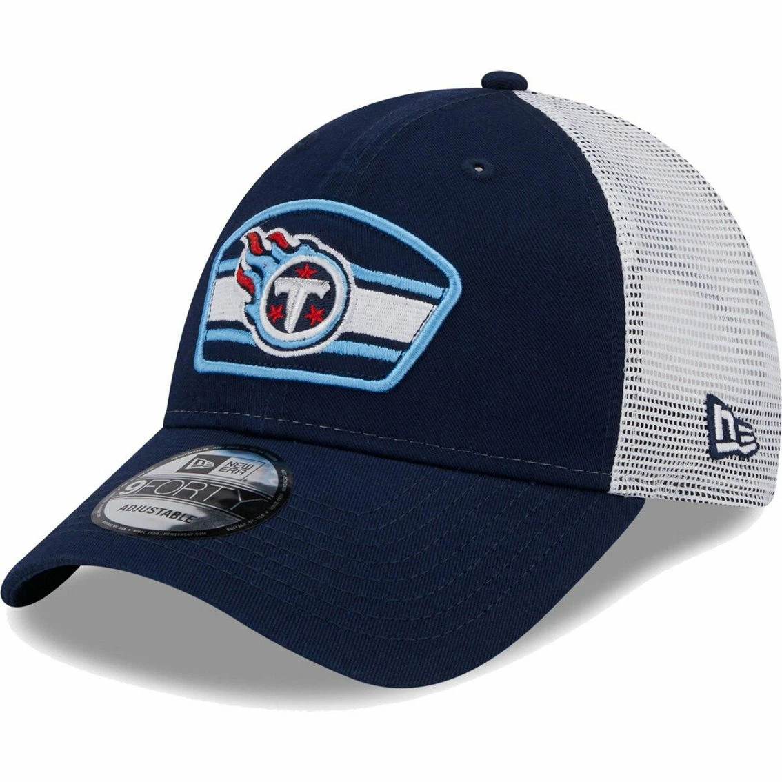 New Era Men's Navy/White Tennessee Titans Logo Patch Trucker 9FORTY Snapback Hat 4 New Era Men's Navy/White Tennessee Titans Logo Patch Trucker 9FORTY Snapback Hat - Image 2
