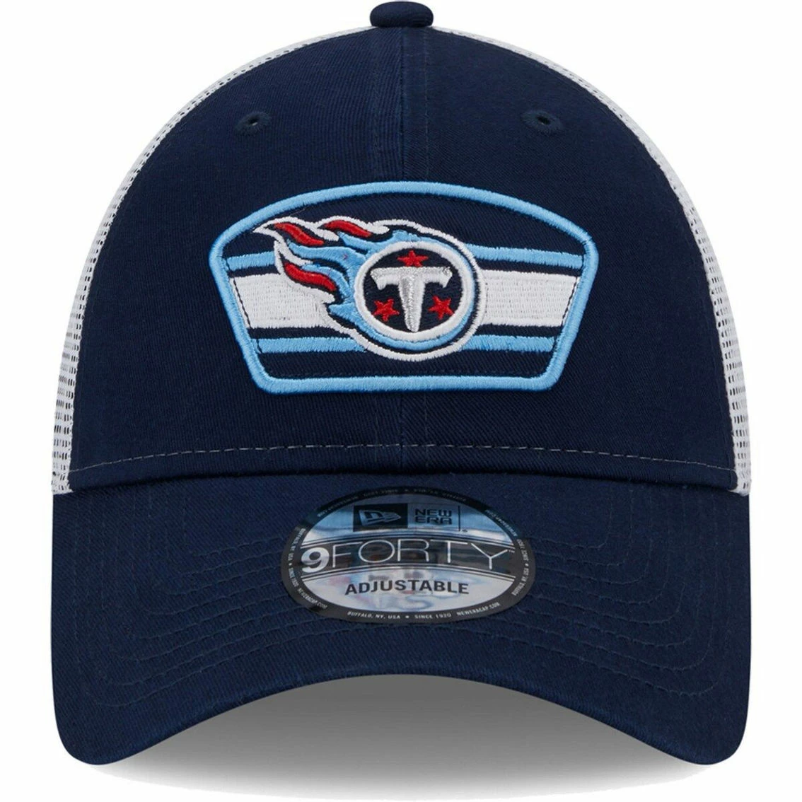New Era Men's Navy/White Tennessee Titans Logo Patch Trucker 9FORTY Snapback Hat 5 New Era Men's Navy/White Tennessee Titans Logo Patch Trucker 9FORTY Snapback Hat - Image 3