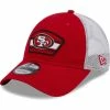 New Era Men's Scarlet/White San Francisco 49ers Logo Patch Trucker 9FORTY Snapback Hat -Fanatics DSCO1154096537 M9JC
