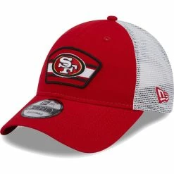 New Era Men's Scarlet/White San Francisco 49ers Logo Patch Trucker 9FORTY Snapback Hat -Fanatics DSCO1154096537 M9JC ALT1