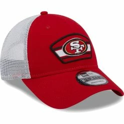 New Era Men's Scarlet/White San Francisco 49ers Logo Patch Trucker 9FORTY Snapback Hat -Fanatics DSCO1154096537 M9JC ALT3