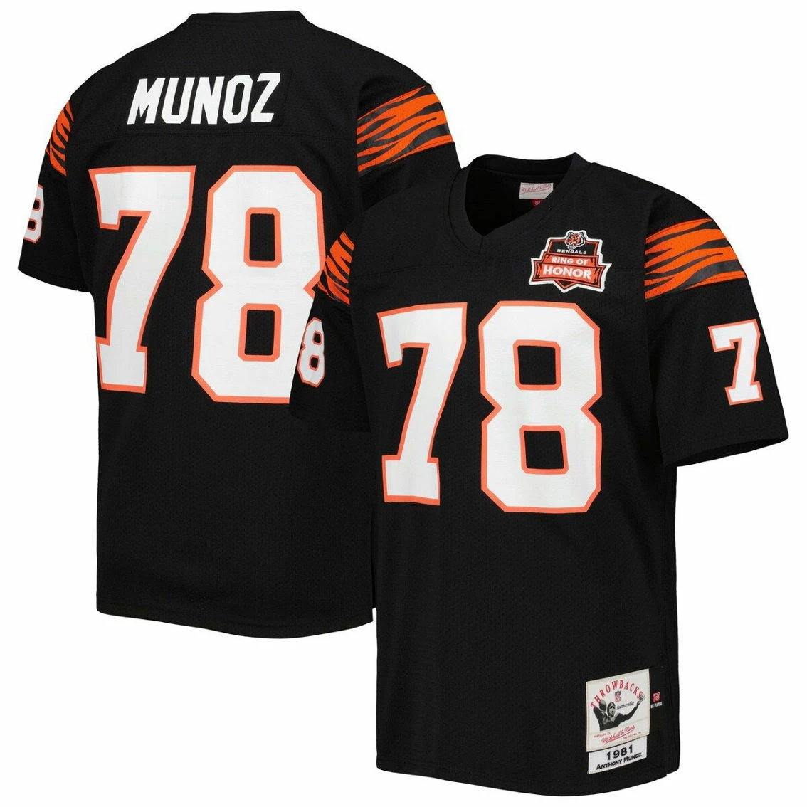Mitchell & Ness Men's Anthony Munoz Black Cincinnati Bengals 1981 Authentic Retired Player Jersey 4 Mitchell & Ness Men's Anthony Munoz Black Cincinnati Bengals 1981 Authentic Retired Player Jersey - Image 2