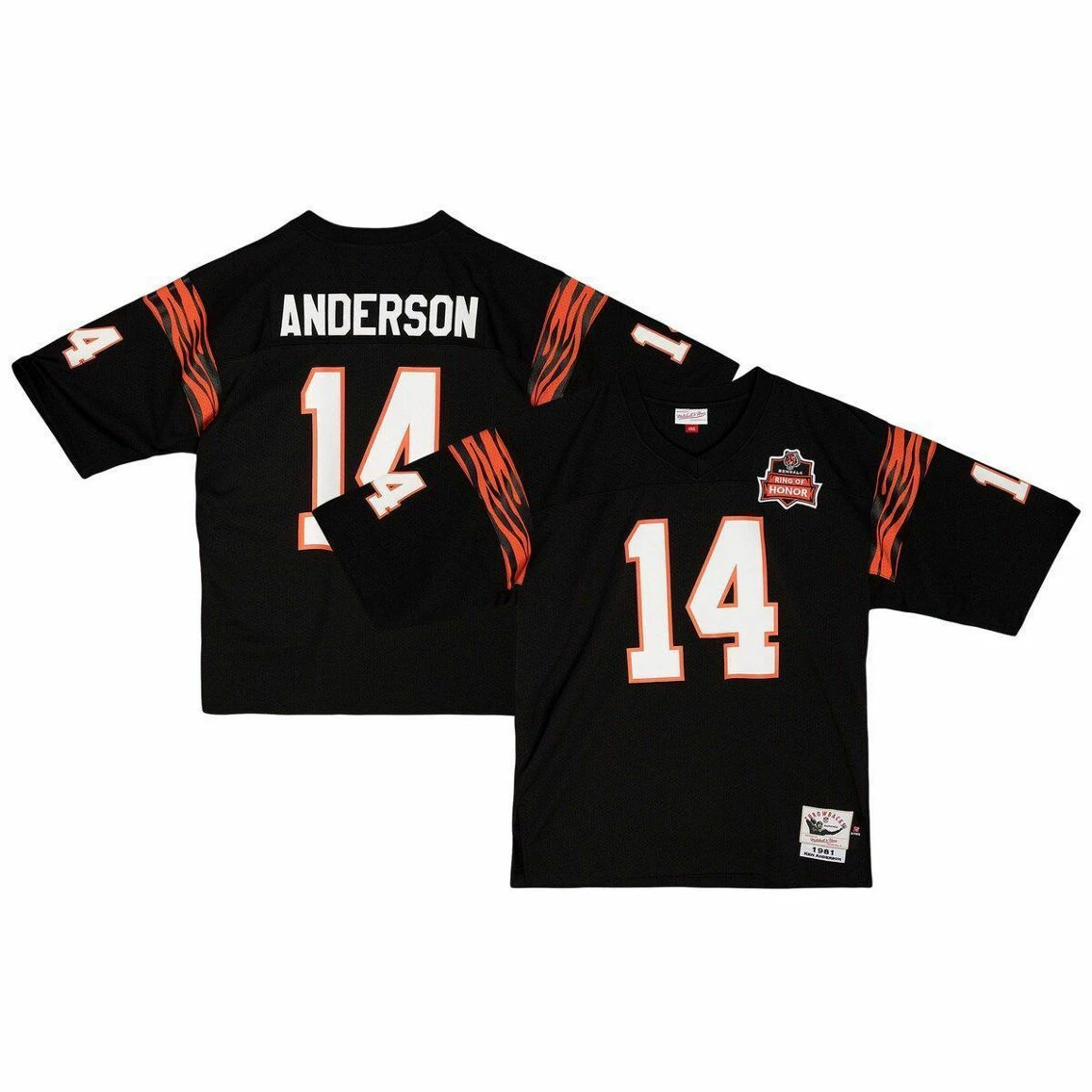 Mitchell & Ness Men's Ken Anderson Black Cincinnati Bengals 1981 Authentic Retired Player Jersey 4 Mitchell & Ness Men's Ken Anderson Black Cincinnati Bengals 1981 Authentic Retired Player Jersey - Image 2