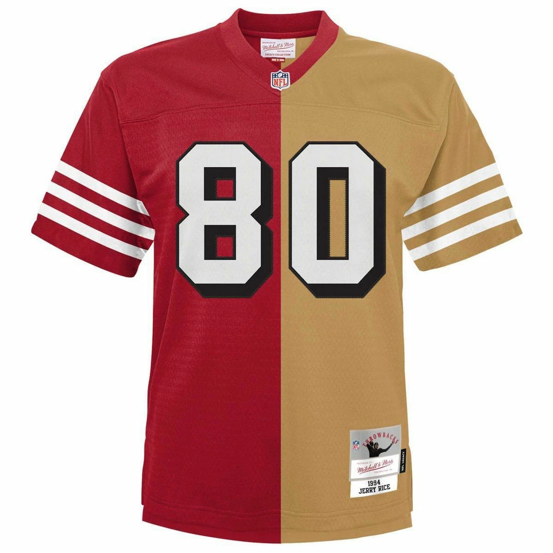 Mitchell & Ness Men's Jerry Rice Scarlet/Gold San Francisco 49ers Big & Tall Split Legacy Retired Player Replica Jersey 5 Mitchell & Ness Men's Jerry Rice Scarlet/Gold San Francisco 49ers Big & Tall Split Legacy Retired Player Replica Jersey - Image 3