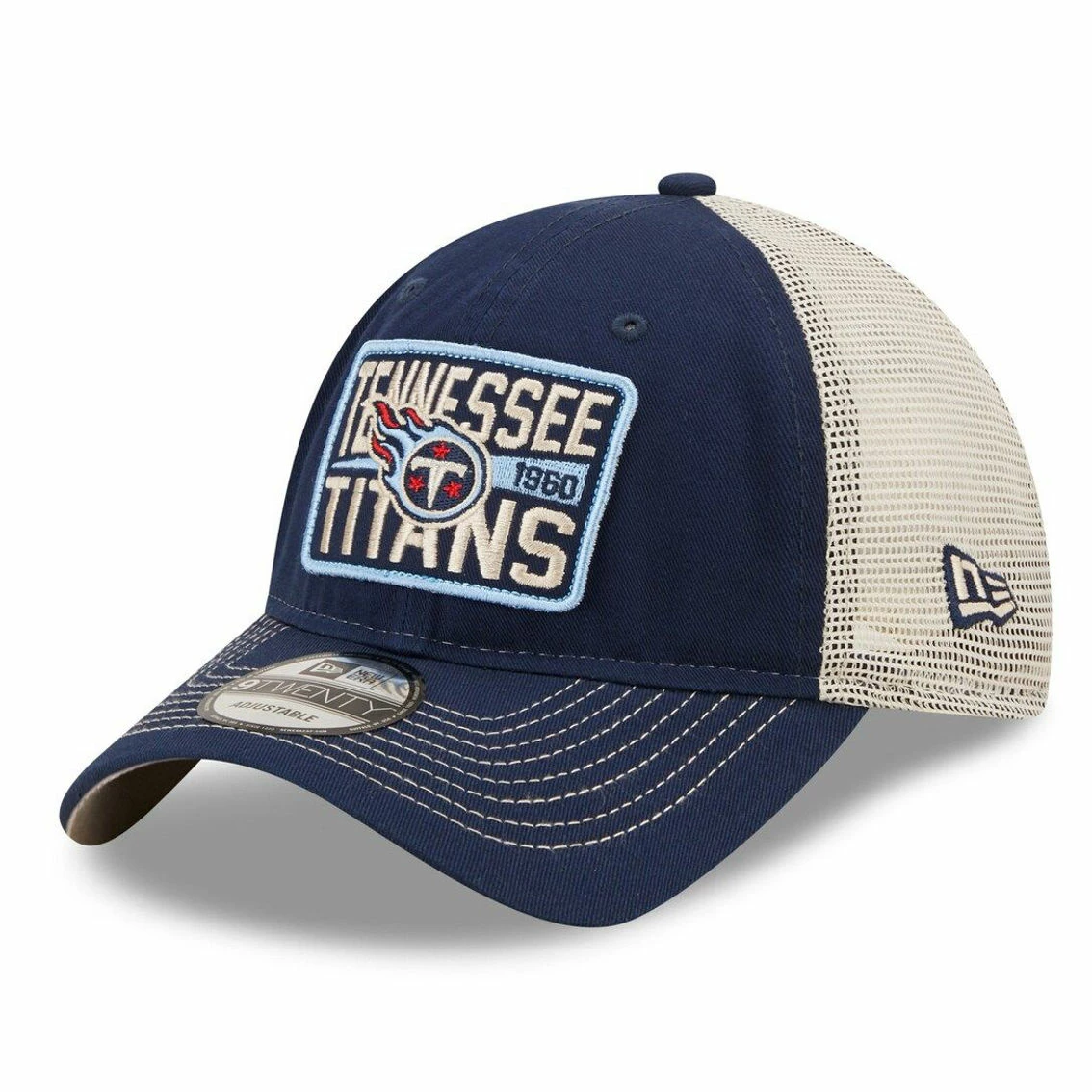 New Era Men's Navy/Natural Tennessee Titans Devoted Trucker 9TWENTY Snapback Hat 4 New Era Men's Navy/Natural Tennessee Titans Devoted Trucker 9TWENTY Snapback Hat - Image 2