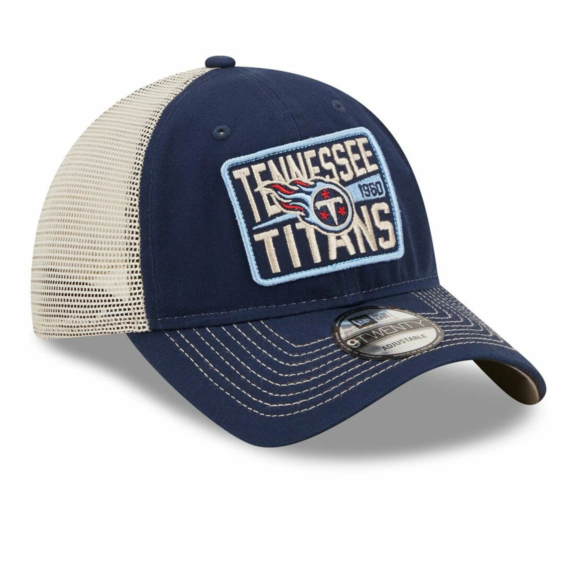 New Era Men's Navy/Natural Tennessee Titans Devoted Trucker 9TWENTY Snapback Hat 6 New Era Men's Navy/Natural Tennessee Titans Devoted Trucker 9TWENTY Snapback Hat - Image 4