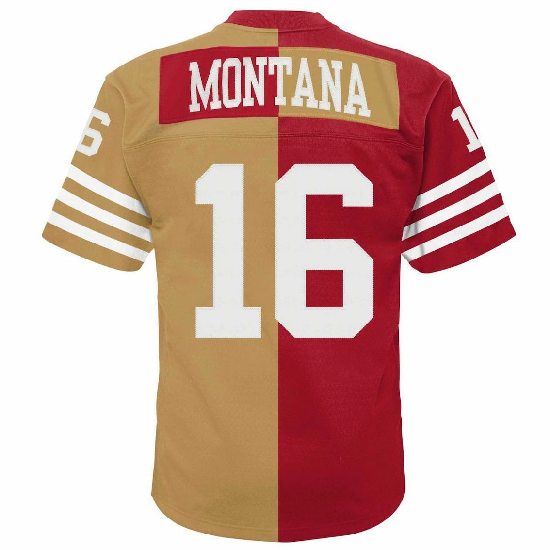 Mitchell & Ness Youth Joe Montana Scarlet/Gold San Francisco 49ers Split Legacy Jersey 6 Mitchell & Ness Youth Joe Montana Scarlet/Gold San Francisco 49ers Split Legacy Jersey - Image 4