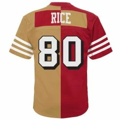 Mitchell & Ness Youth Jerry Rice Scarlet/Gold San Francisco 49ers Split Legacy Jersey 9 Mitchell & Ness Youth Jerry Rice Scarlet/Gold San Francisco 49ers Split Legacy Jersey -Fanatics DSCO1154283525 GOLDRE ALT3