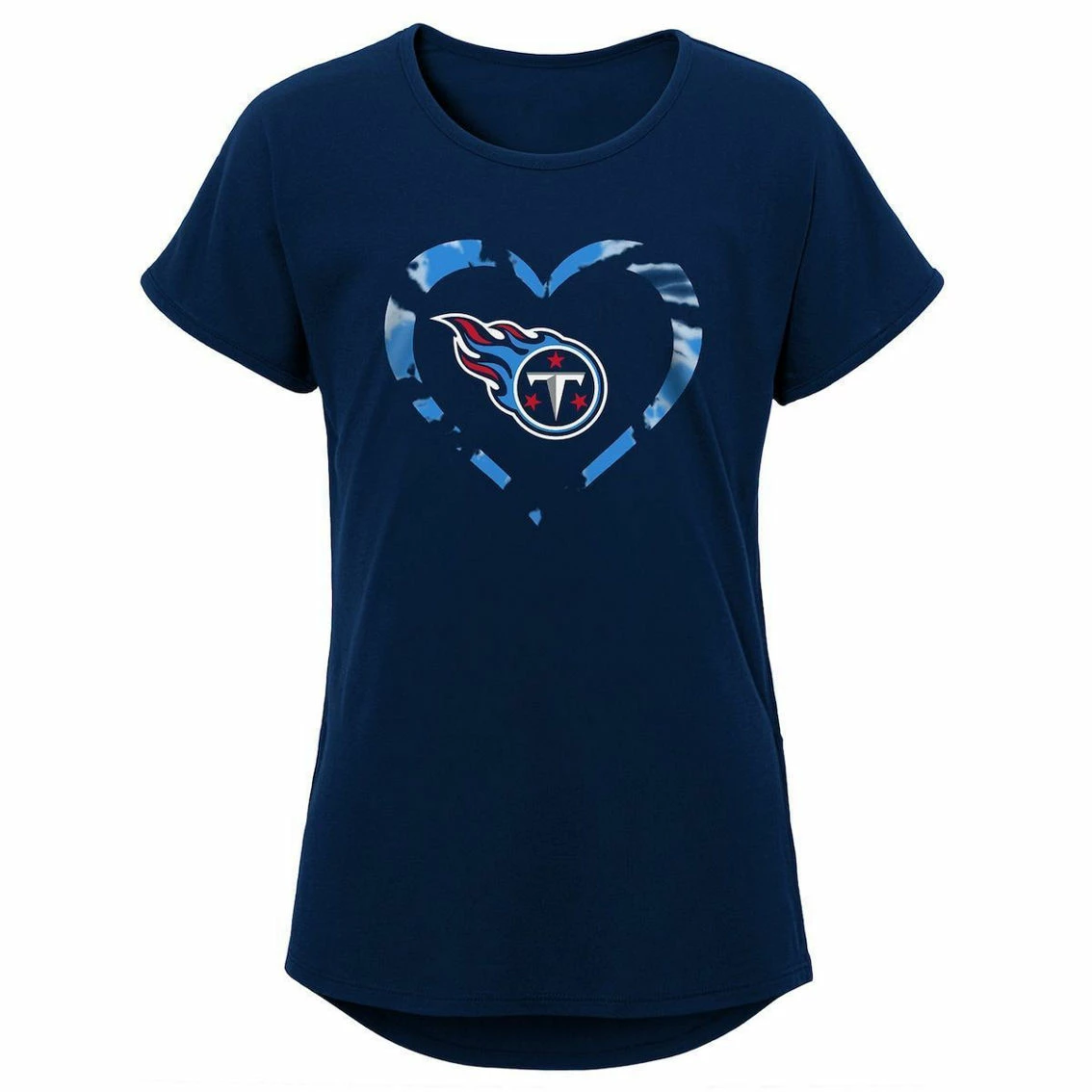 Outerstuff Girls Youth Navy Tennessee Titans Tie-Dye Heart T-Shirt 4 Outerstuff Girls Youth Navy Tennessee Titans Tie-Dye Heart T-Shirt - Image 2