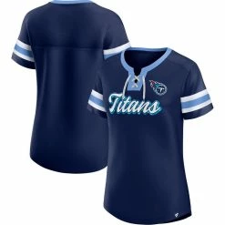 Fanatics Branded Women's Navy Tennessee Titans Original State Lace-Up T-Shirt