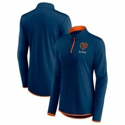 Women's Fanatics Branded Navy Chicago Bears Worth The Drive Quarter-Zip Top