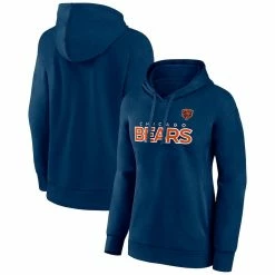 Women's Fanatics Branded Navy Chicago Bears Iconic Cotton Fleece Checklist Pullover Hoodie