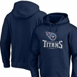 Fanatics Branded Men's Navy Tennessee Titans Logo Team Lockup Fitted Pullover Hoodie