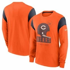 Nike Men's Heathered Orange Chicago Bears Slub Rewind Playback Helmet Long Sleeve T-Shirt
