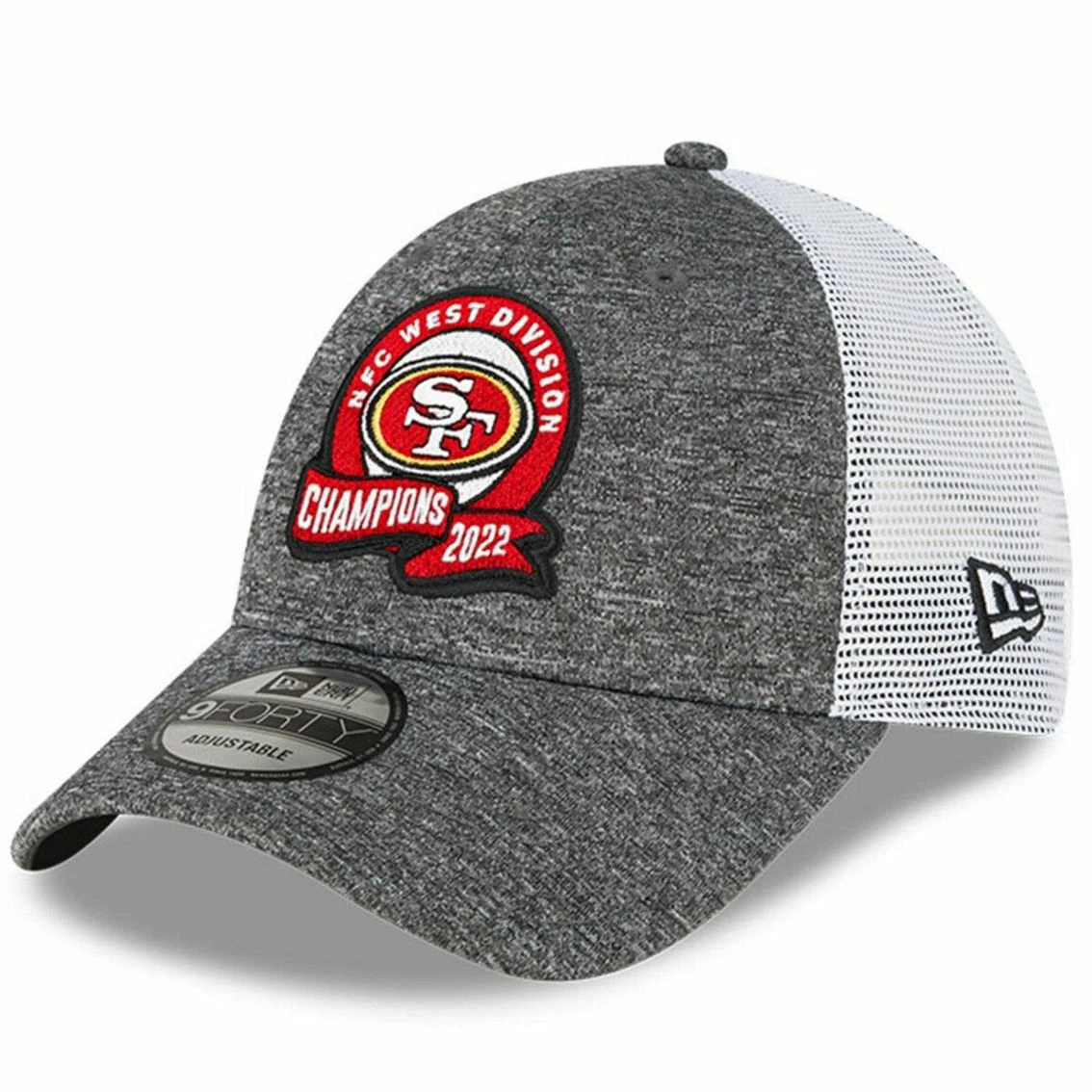 New Era Men's Heather Gray San Francisco 49ers 2022 NFC West Division S Locker Room 9FORTY Adjustable Hat 4 New Era Men's Heather Gray San Francisco 49ers 2022 NFC West Division S Locker Room 9FORTY Adjustable Hat - Image 2