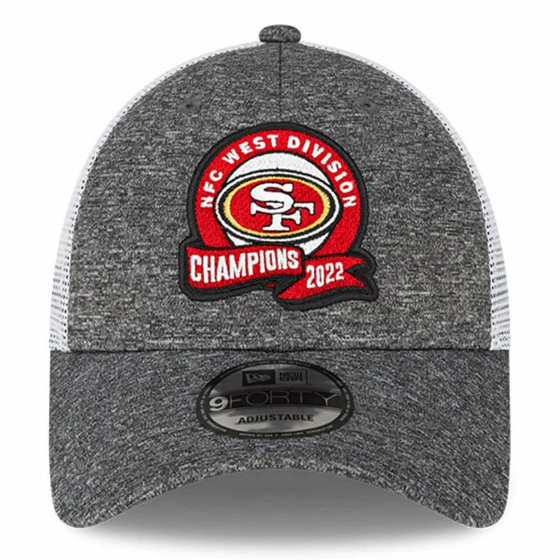 New Era Men's Heather Gray San Francisco 49ers 2022 NFC West Division S Locker Room 9FORTY Adjustable Hat 5 New Era Men's Heather Gray San Francisco 49ers 2022 NFC West Division S Locker Room 9FORTY Adjustable Hat - Image 3