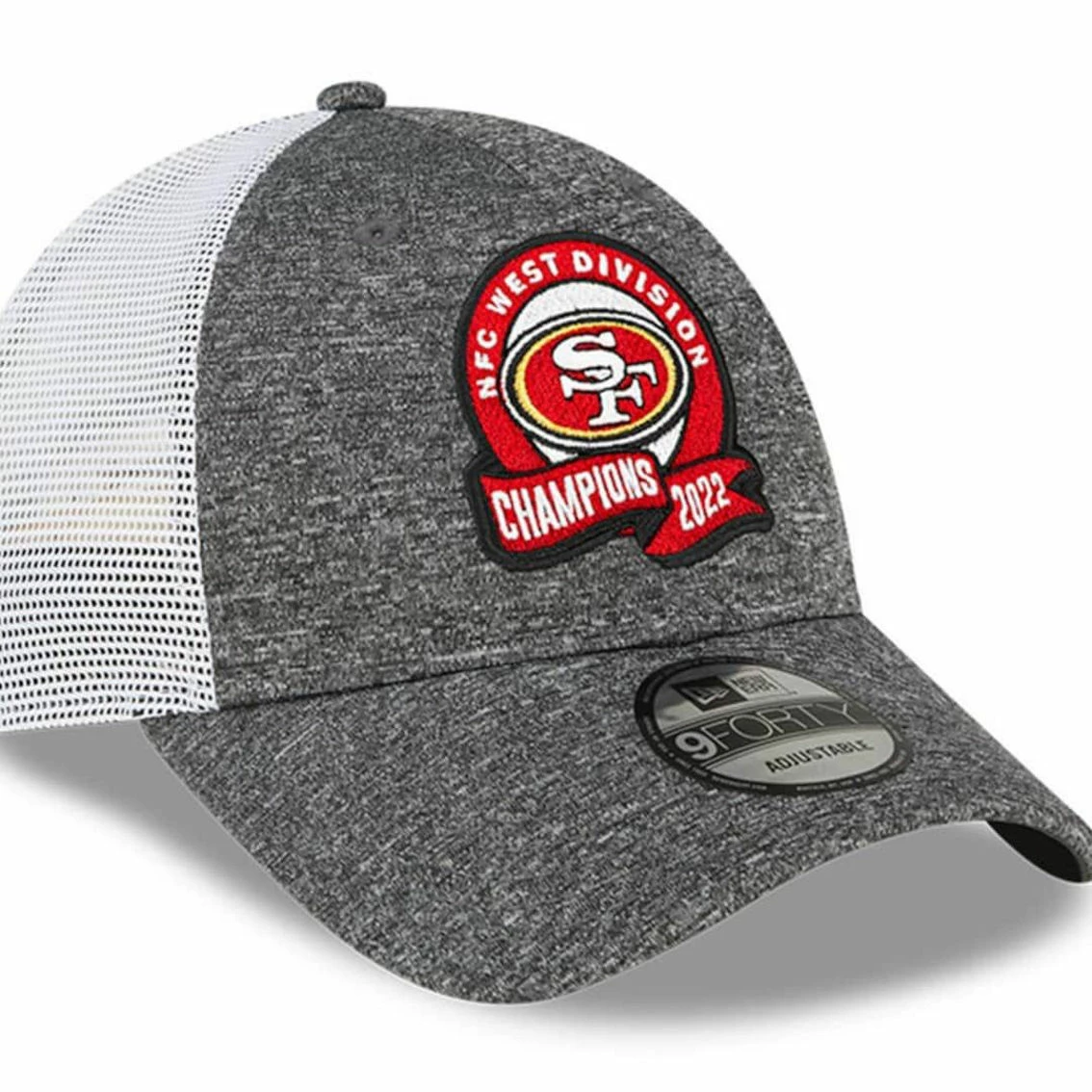 New Era Men's Heather Gray San Francisco 49ers 2022 NFC West Division S Locker Room 9FORTY Adjustable Hat 6 New Era Men's Heather Gray San Francisco 49ers 2022 NFC West Division S Locker Room 9FORTY Adjustable Hat - Image 4
