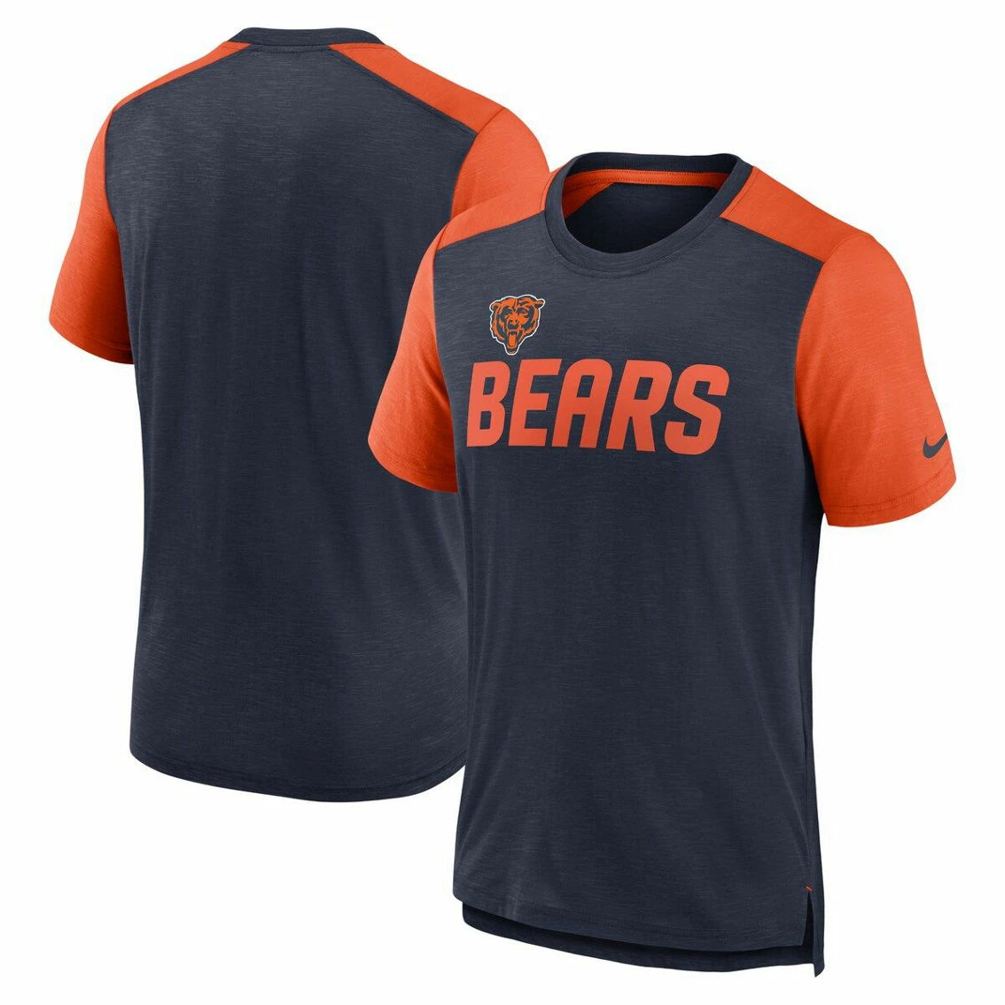 Nike Men's Heathered Navy/Heathered Orange Chicago Bears Color Block Team Name T-Shirt 4 Nike Men's Heathered Navy/Heathered Orange Chicago Bears Color Block Team Name T-Shirt - Image 2