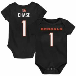 Outerstuff Infant Ja'Marr Chase Black Cincinnati Bengals Mainliner Player Name & Number Bodysuit