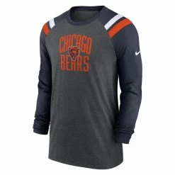 Nike Men's Heathered Charcoal/Navy Chicago Bears Tri-Blend Raglan Athletic Long Sleeve Fashion T-Shirt 8 Nike Men's Heathered Charcoal/Navy Chicago Bears Tri-Blend Raglan Athletic Long Sleeve Fashion T-Shirt -Fanatics DSCO1156931936 4135 ALT2